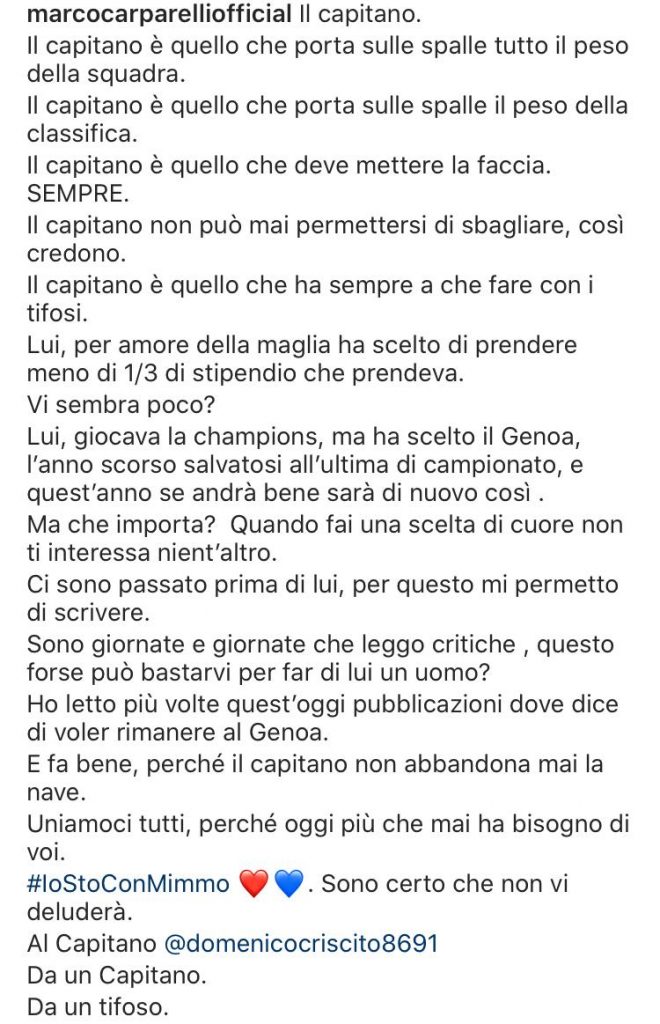 Criscito e il Genoa