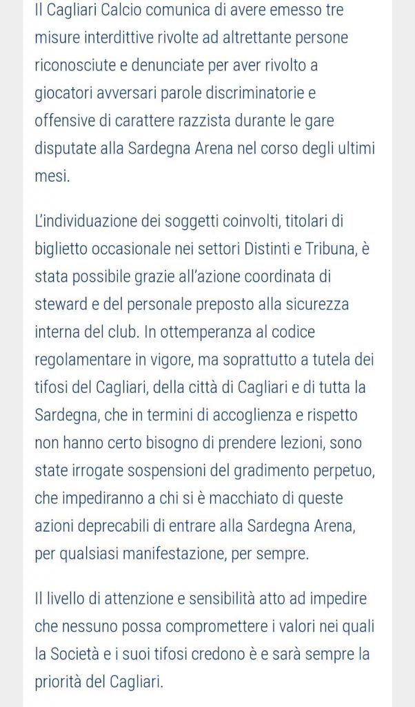 Il Cagliari "daspa"