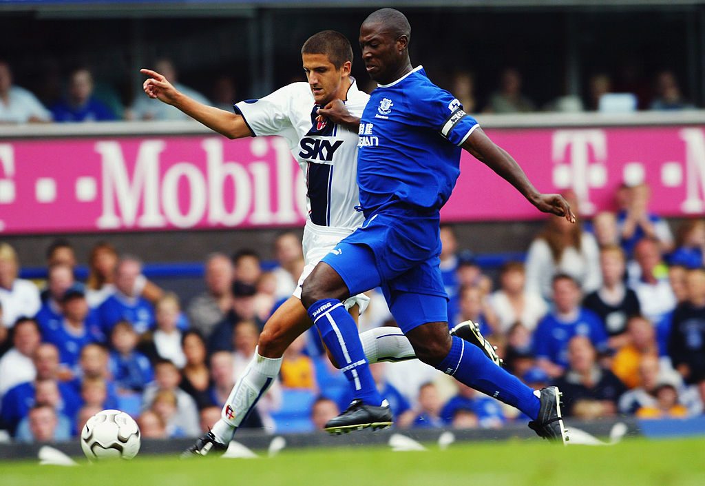Kevin Campbell of Everton and Alessandro Gamberini of Bologna