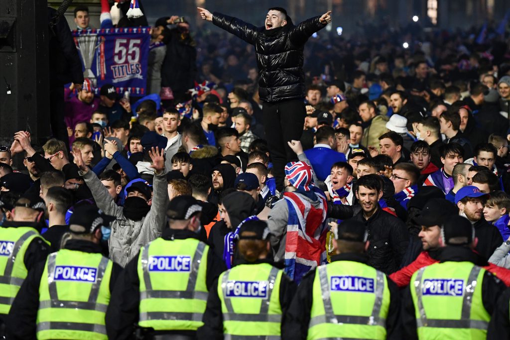 Rangers Fans Celebrate Winning Title