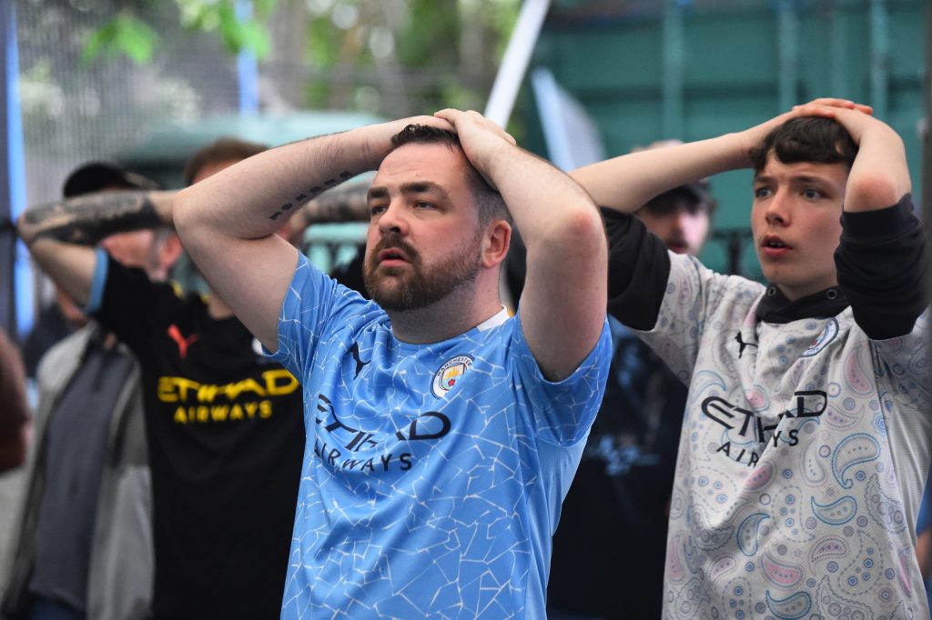 Manchester City Fans Watch The UEFA Champions League Final Vs Chelsea