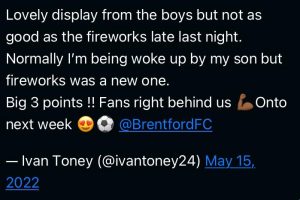 Photo by Twitter official Ivan Toney