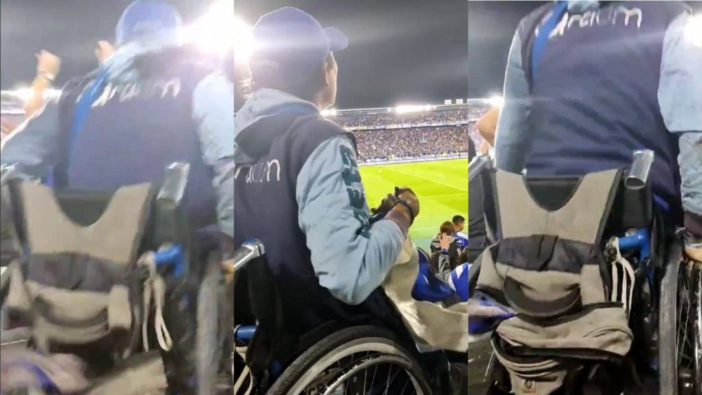 bogota' salta anche il tifoso paraplegico