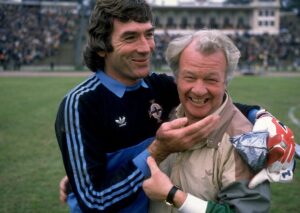 Northern Ireland goalkeeper Pat Jennings and Northern Ireland Manager Billy Bingham