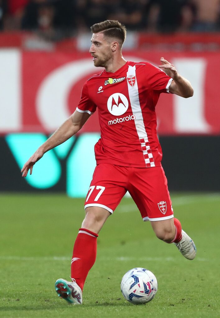 Kyriakopoulos in azione con la maglia del Monza (Foto di Marco Luzzani/Getty Images)