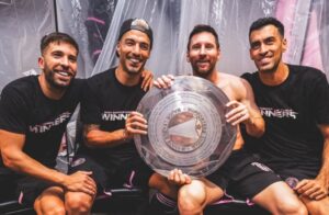 Jordi Alba, Luis Suarez, Lionel Messi e Sergio Busquets