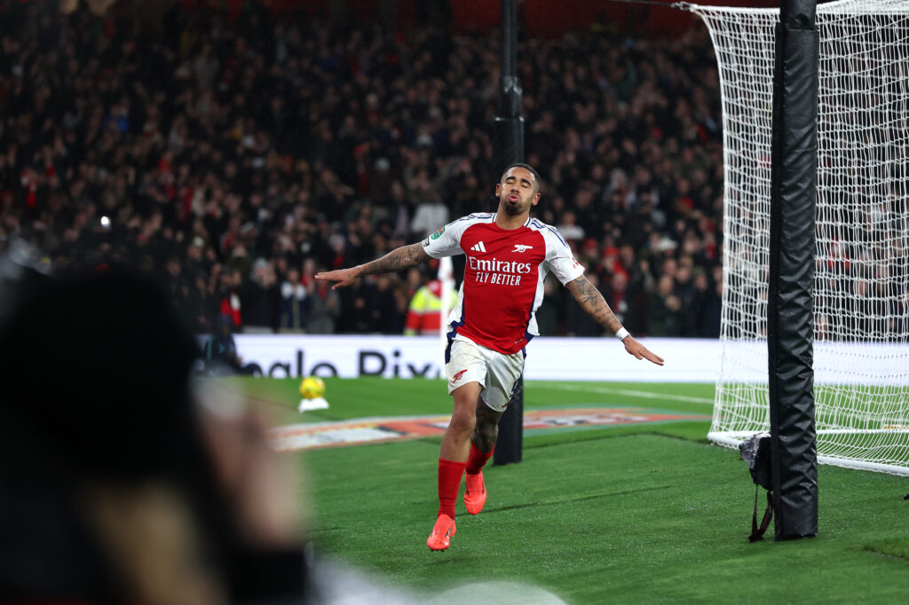 Gabriel Jesus con la maglia dell'Arsenal - Ph Getty Images