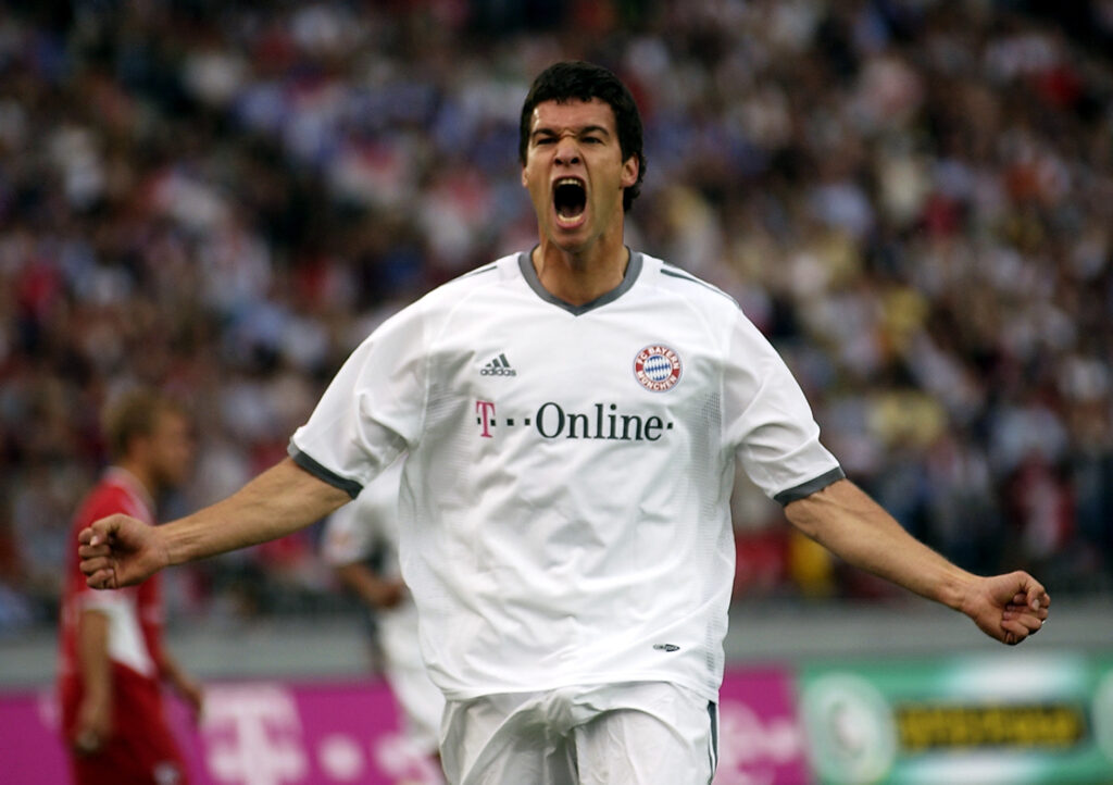 Michael Ballack of FC Bayern Munich celebrates scoring the second goal