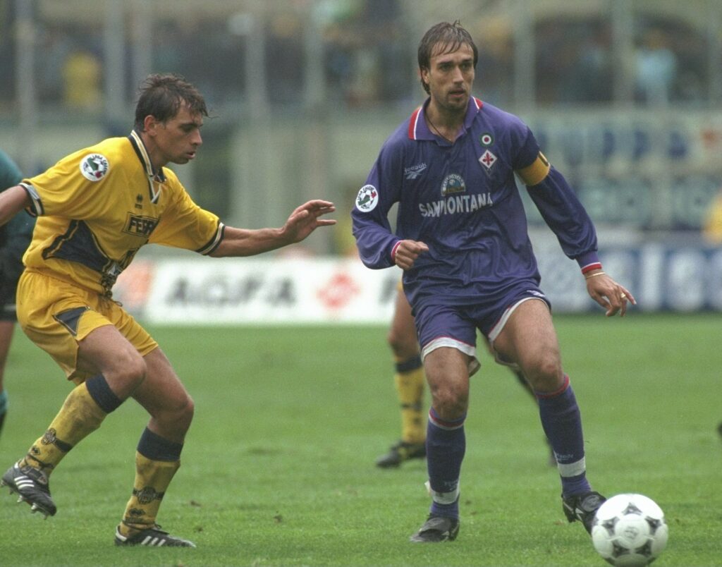 Gabriela Batistuta of Fiorentina in action