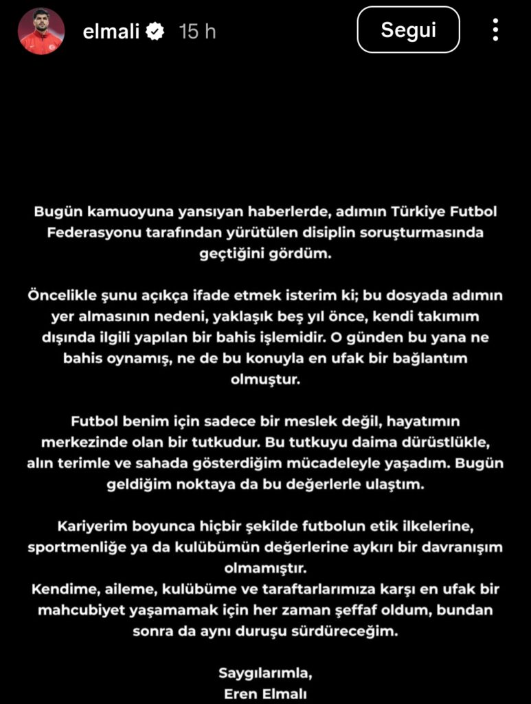 Eren Elmali storia Instagram