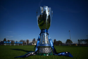 The Italian Super Cup Trophy Is Dispalyed At FC Internazionale Traning Ground