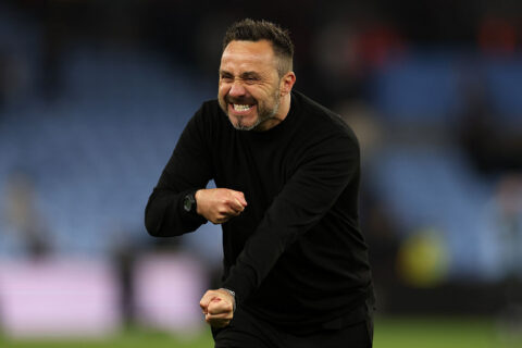 Roberto De Zerbi, manager del Tottenham Hotspur dopo la partita di Premier League contro l'Aston Villa a Birmingham - Ph Getty Images