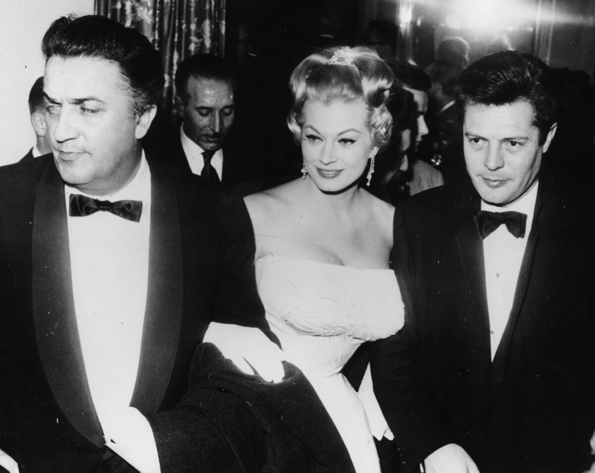Anita Ekberg, Marcello Mastroianni And Federico Fellini