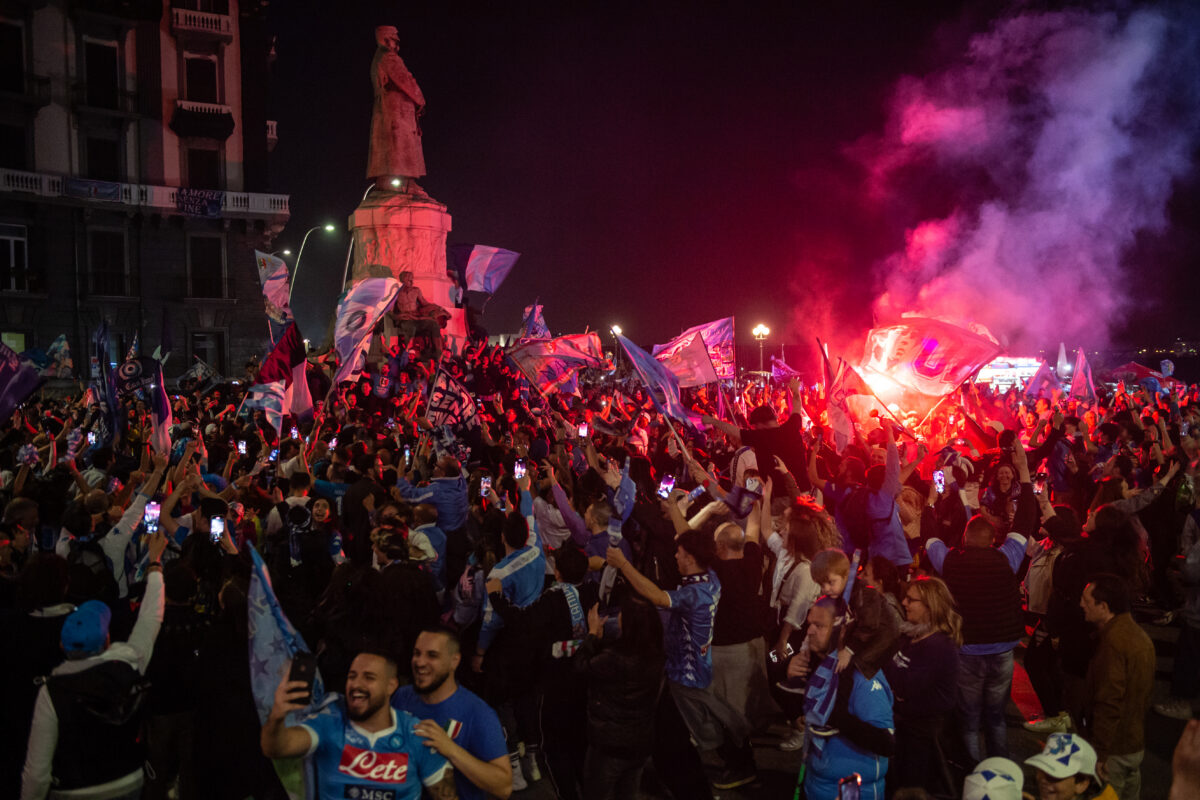 Napoli Fans Celebrate Winning Serie A