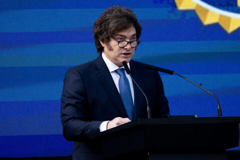 President Javier Milei Makes An Announcement Alongside Minister Of National Security