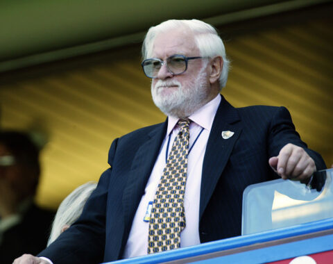 Chelsea chairman Ken Bates looks on